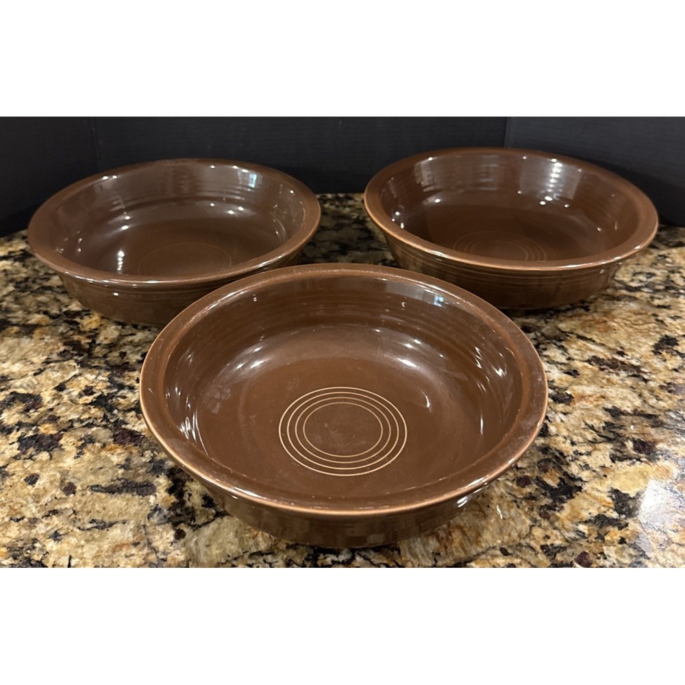 Fiestaware Fiesta Chocolate Brown 7 Inch Soup Cereal Bowl Bowls Set Of 3 USA